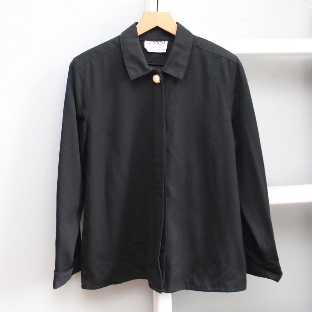 Gianni Petites 100% Wool Black Button-Down